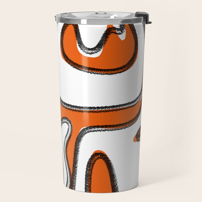 Mid Century Modern Abstract Kwaito in Orange Black White Travel Mug Gallery Image 2