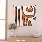 Mid Century Modern Abstract Kwaito in Orange Black White Wall Tapestry Gallery Image 2