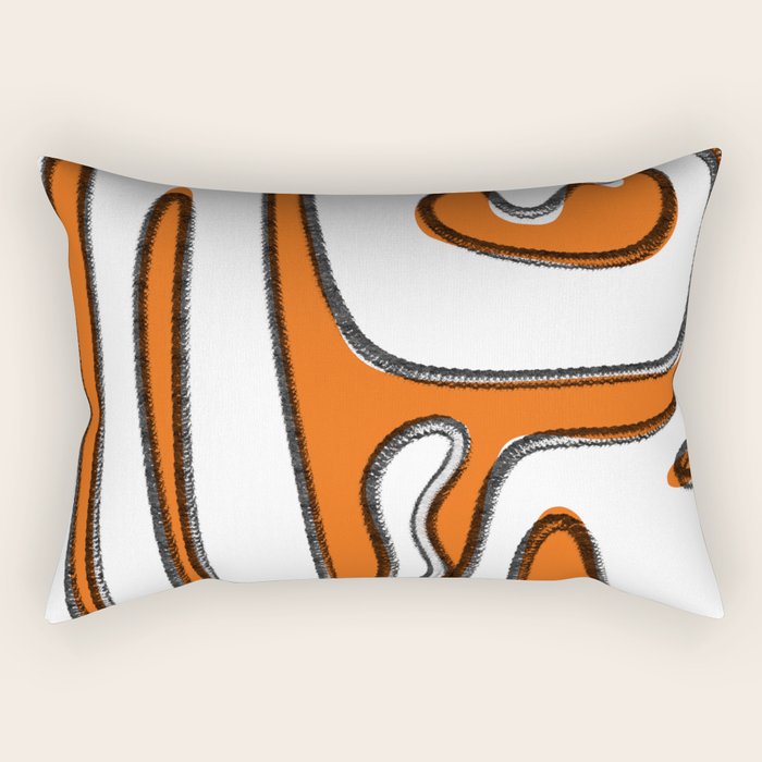 Mid Century Modern Abstract Kwaito in Orange Black White Rectangular Pillow Gallery Image 1