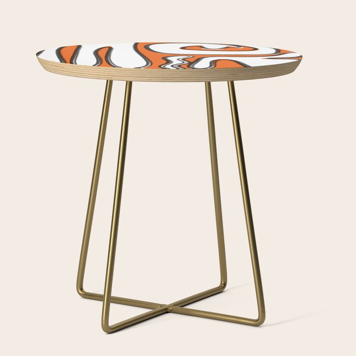 Mid Century Modern Abstract Kwaito in Orange Black White Side Table Gallery Image 1