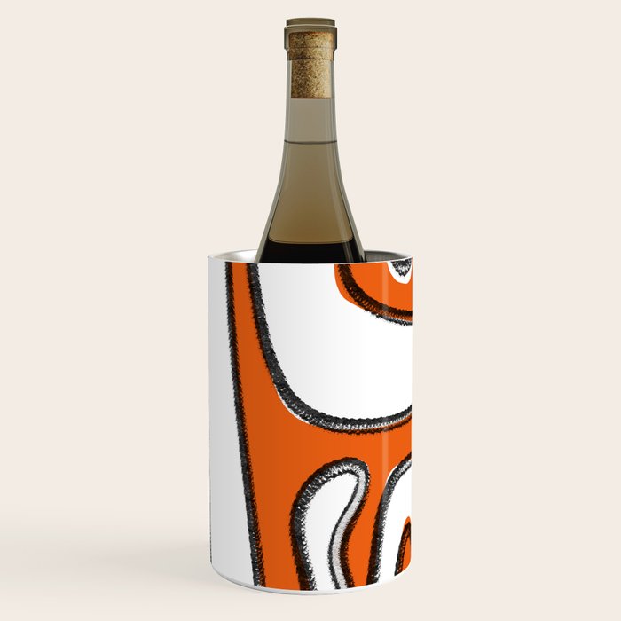 Mid Century Modern Abstract Kwaito in Orange Black White Wine Chiller Gallery Image 1