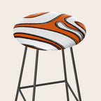 Mid Century Modern Abstract Kwaito in Orange Black White Stool Gallery Image 2