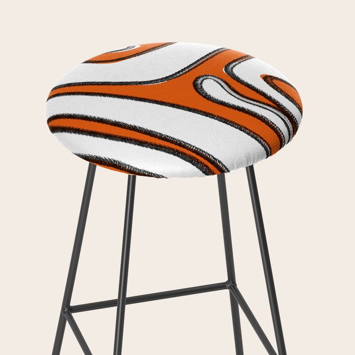 Mid Century Modern Abstract Kwaito in Orange Black White Stool Gallery Image 2