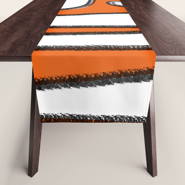 Mid Century Modern Abstract Kwaito in Orange Black White Table Runner Gallery Image 1
