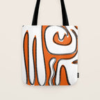 Mid Century Modern Abstract Kwaito in Orange Black White Tote Bag Gallery Image 1