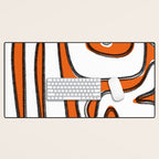Mid Century Modern Abstract Kwaito in Orange Black White Desk Mat Gallery Image 1