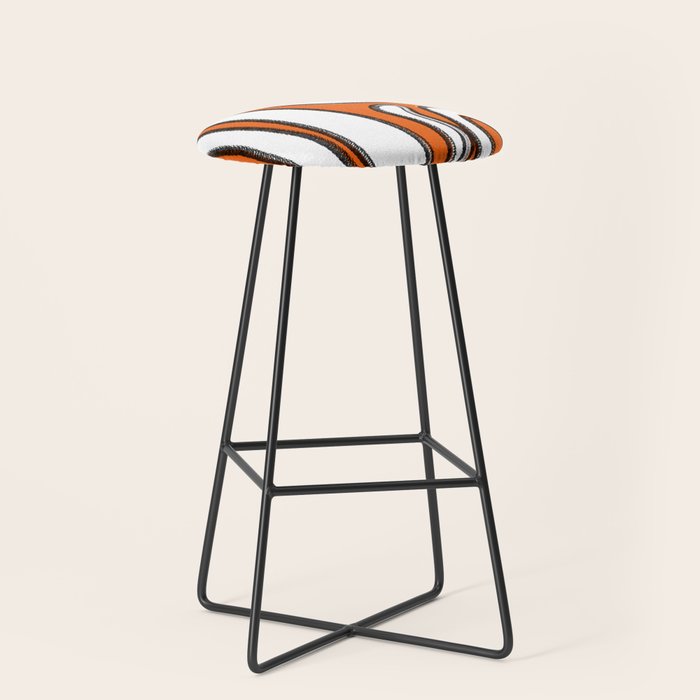 Mid Century Modern Abstract Kwaito in Orange Black White Stool Gallery Image 1