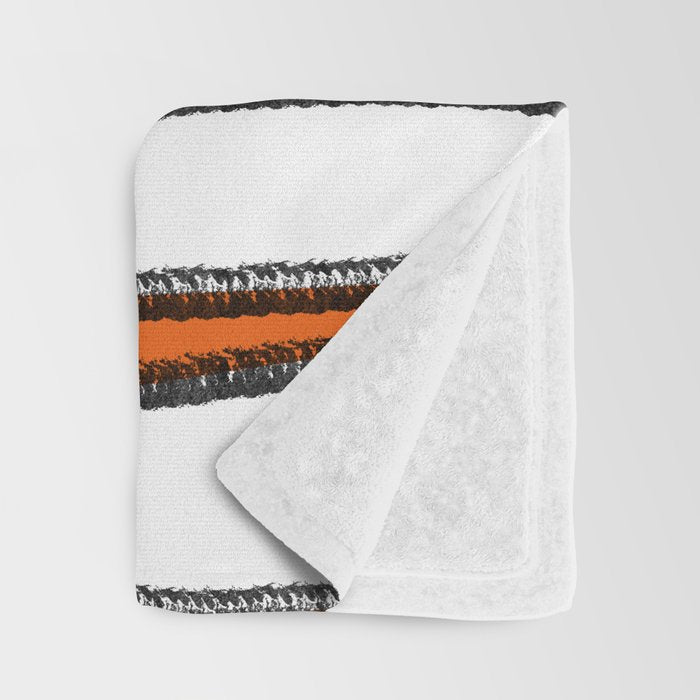 Mid Century Modern Abstract Kwaito in Orange Black White Throw Blanket Gallery Image 3