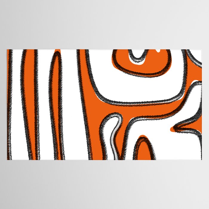 Mid Century Modern Abstract Kwaito in Orange Black White Tablecloth Gallery Image 2