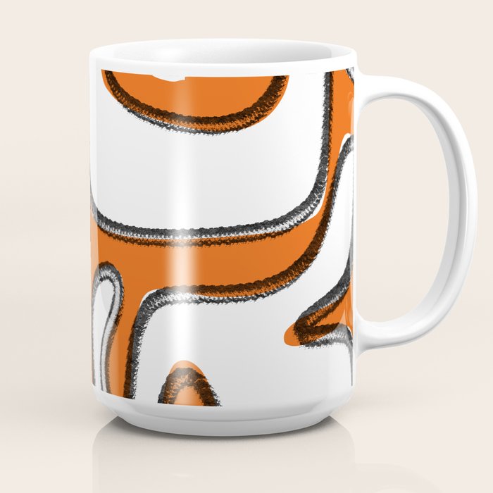 Mid Century Modern Abstract Kwaito in Orange Black White Coffee Mug Gallery Image 2