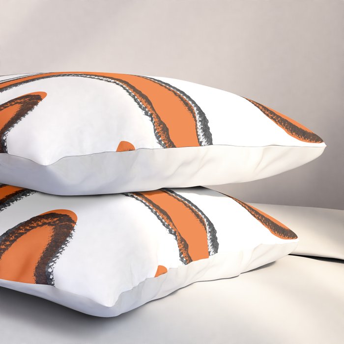 Mid Century Modern Abstract Kwaito in Orange Black White Pillow Sham Gallery Image 3