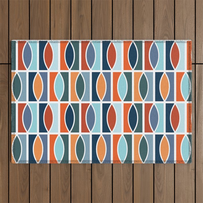 Colorful Mid Century design Outdoor Rug Gallery Image 1