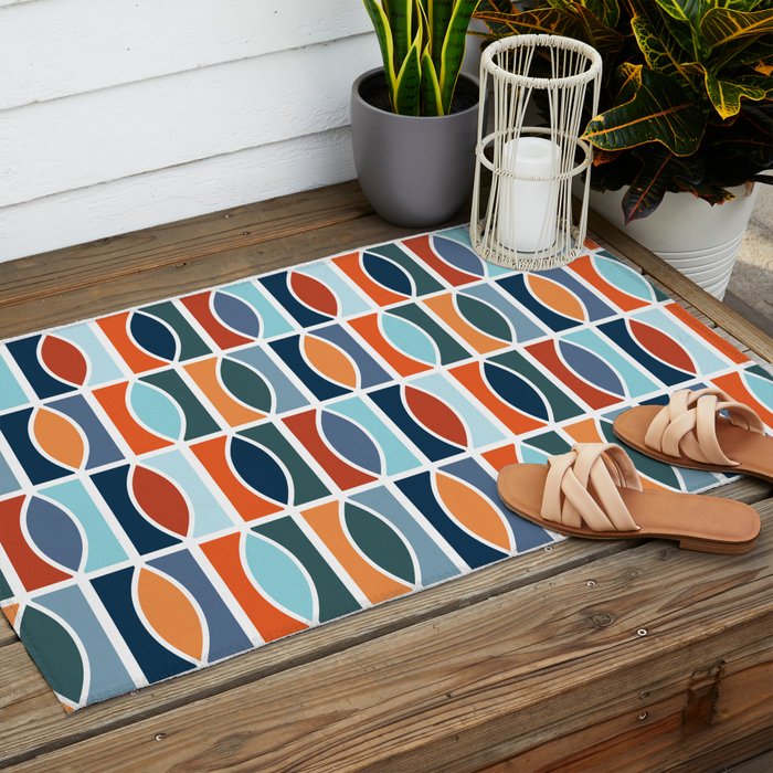 Colorful Mid Century design Outdoor Rug Gallery Image 2