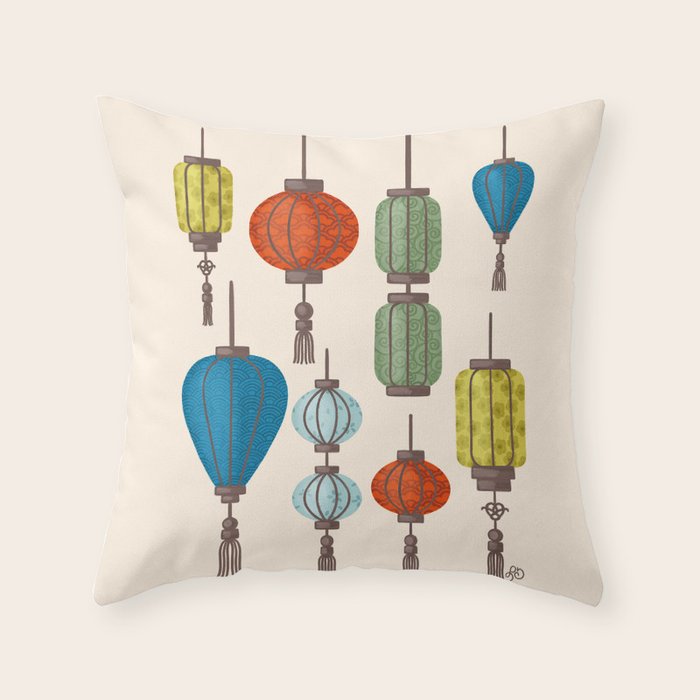 Charming Chinese Lanterns Throw Pillow Gallery Image 1
