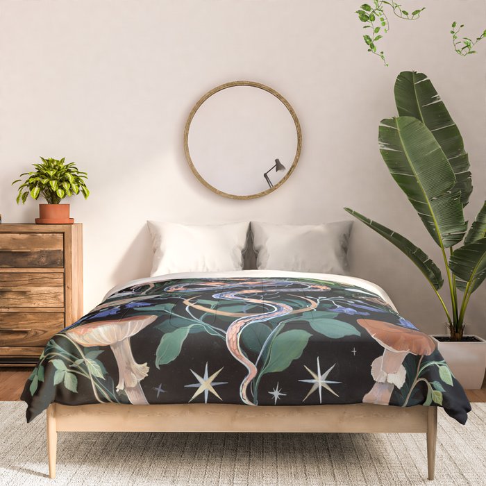 Mushroom Snake Crystals Garden Comforter Gallery Image 3