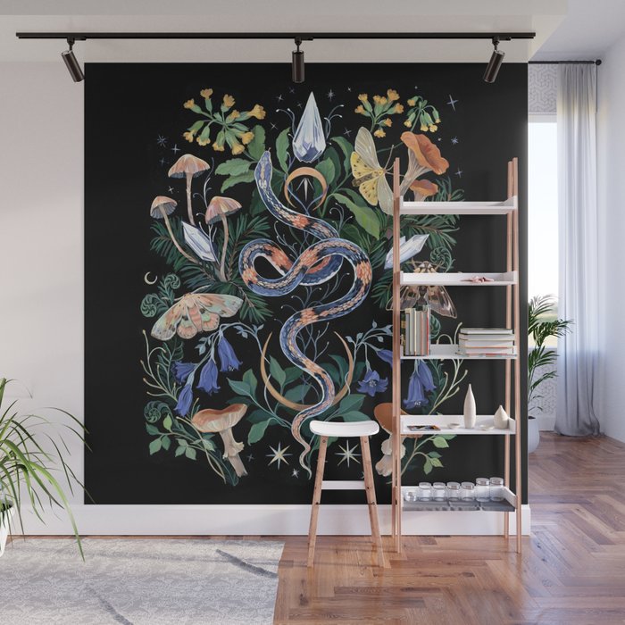 Mushroom Snake Crystals Garden Wall Mural Gallery Image 1