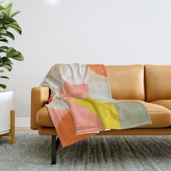 Shapes abstract pastel II Throw Blanket Gallery Image 1