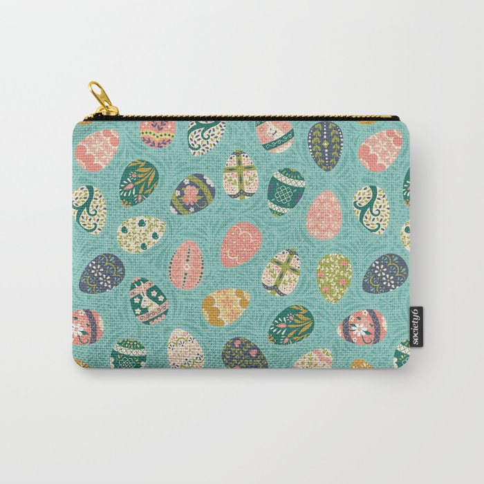 Floral Easter Eggs - Aqua Carry All Pouch Gallery Image 1