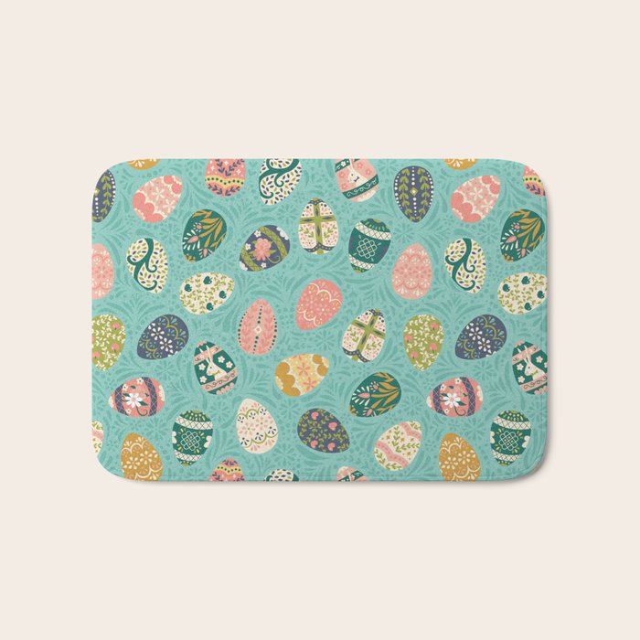 Floral Easter Eggs - Aqua Bath Mat Gallery Image 1