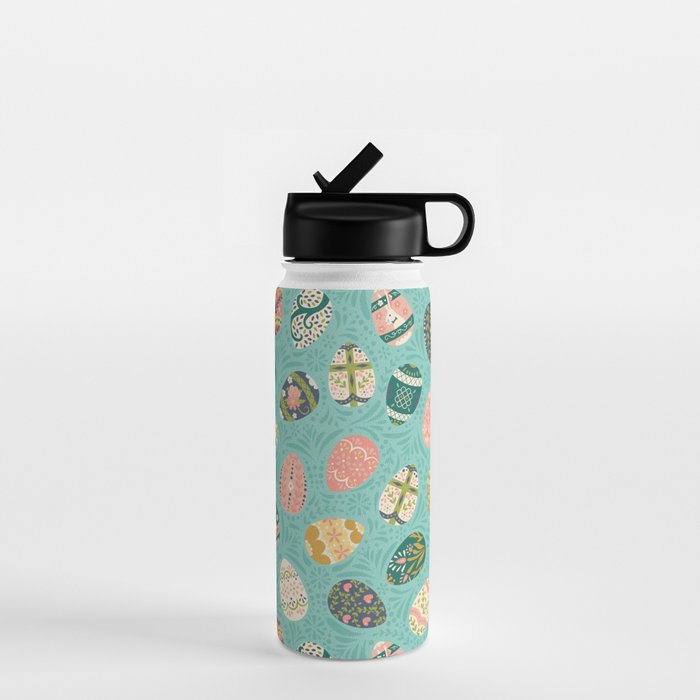 Floral Easter Eggs - Aqua Water Bottle Gallery Image 1