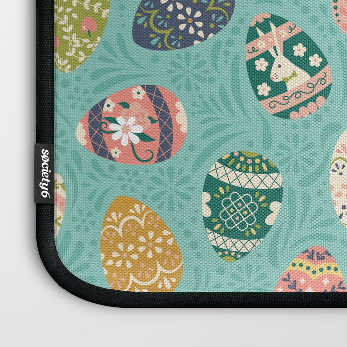 Floral Easter Eggs - Aqua Laptop Sleeve Gallery Image 3
