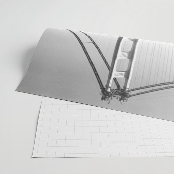 Construction of the Golden Gate Bridge, 1935, San Francisco Bay black and white photograph Wrapping Paper Gallery Image 2