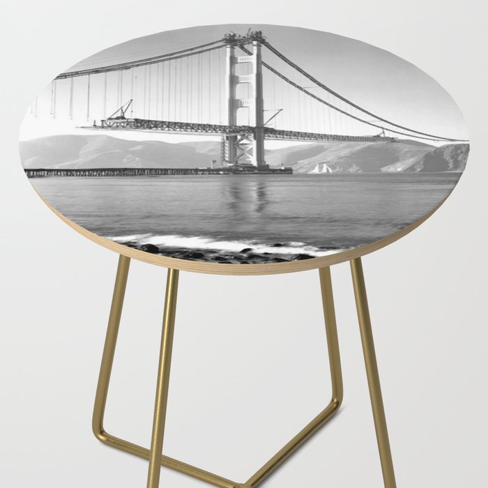 Construction of the Golden Gate Bridge, 1935, San Francisco Bay black and white photograph Side Table Gallery Image 2