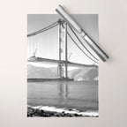 Construction of the Golden Gate Bridge, 1935, San Francisco Bay black and white photograph Wrapping Paper Gallery Image 1