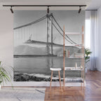 Construction of the Golden Gate Bridge, 1935, San Francisco Bay black and white photograph Wall Mural Gallery Image 1