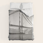 Construction of the Golden Gate Bridge, 1935, San Francisco Bay black and white photograph Duvet Cover Gallery Image 6