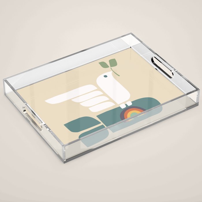 Peace dove and rainbow bomb Acrylic Tray Gallery Image 1