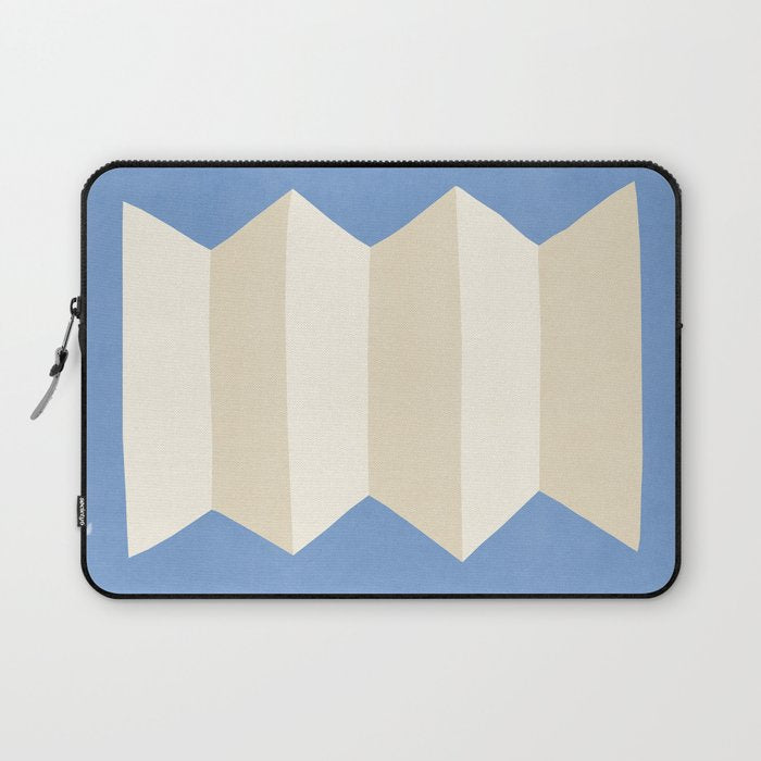 Geometric Vase - White Ivory on Light Blue Laptop Sleeve Gallery Image 1