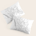 Small Wildflowers Minimalist Line Art Pillow Sham Gallery Image 3