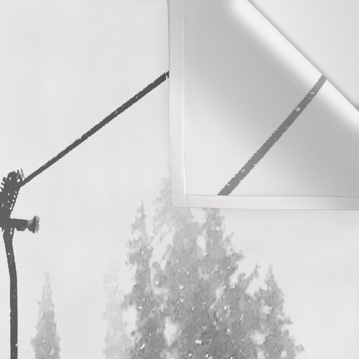 Chairlift Abyss // Black and White Chair Lift Ride to the Top Colorado Mountain Artwork Wall Tapestry Gallery Image 3