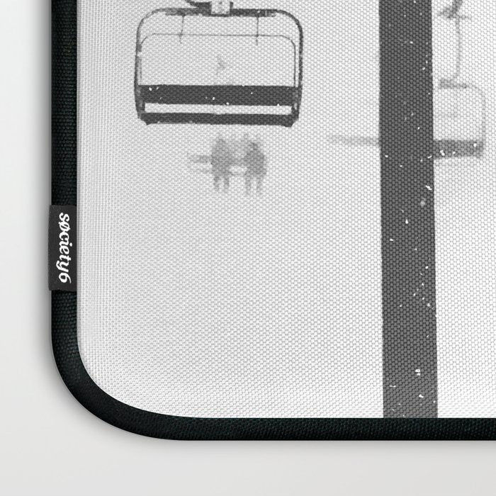 Chairlift Abyss // Black and White Chair Lift Ride to the Top Colorado Mountain Artwork Laptop Sleeve Gallery Image 3