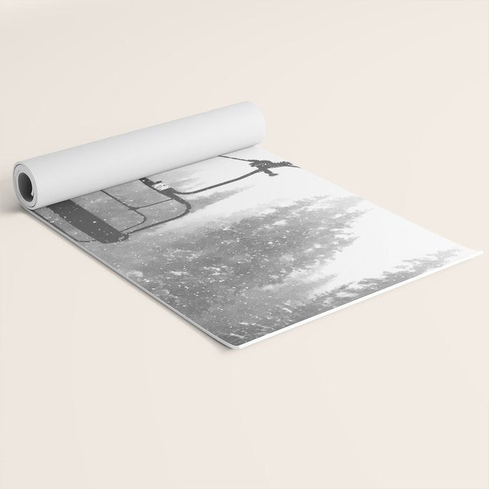 Chairlift Abyss // Black and White Chair Lift Ride to the Top Colorado Mountain Artwork Yoga Mat Gallery Image 2