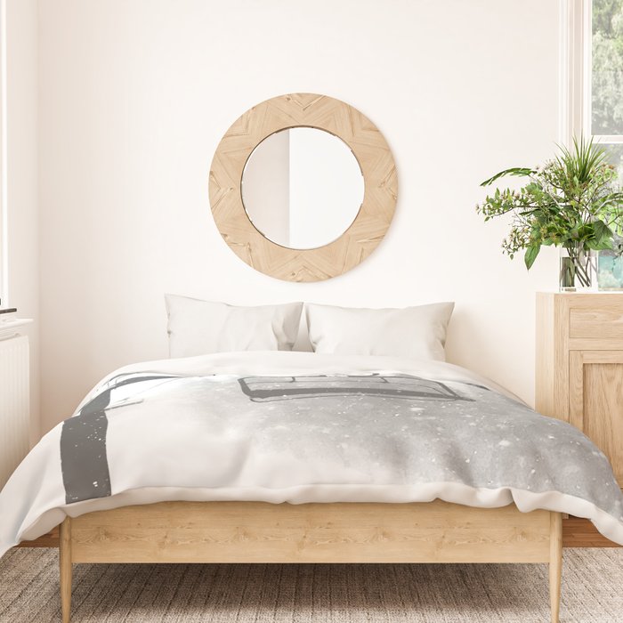 Chairlift Abyss // Black and White Chair Lift Ride to the Top Colorado Mountain Artwork Duvet Cover Gallery Image 3