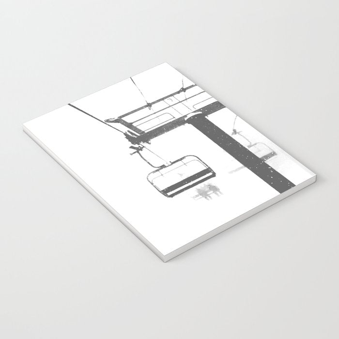 Chairlift Abyss // Black and White Chair Lift Ride to the Top Colorado Mountain Artwork Notebook Gallery Image 3