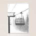 Chairlift Abyss // Black and White Chair Lift Ride to the Top Colorado Mountain Artwork Stationery Card Gallery Image 2