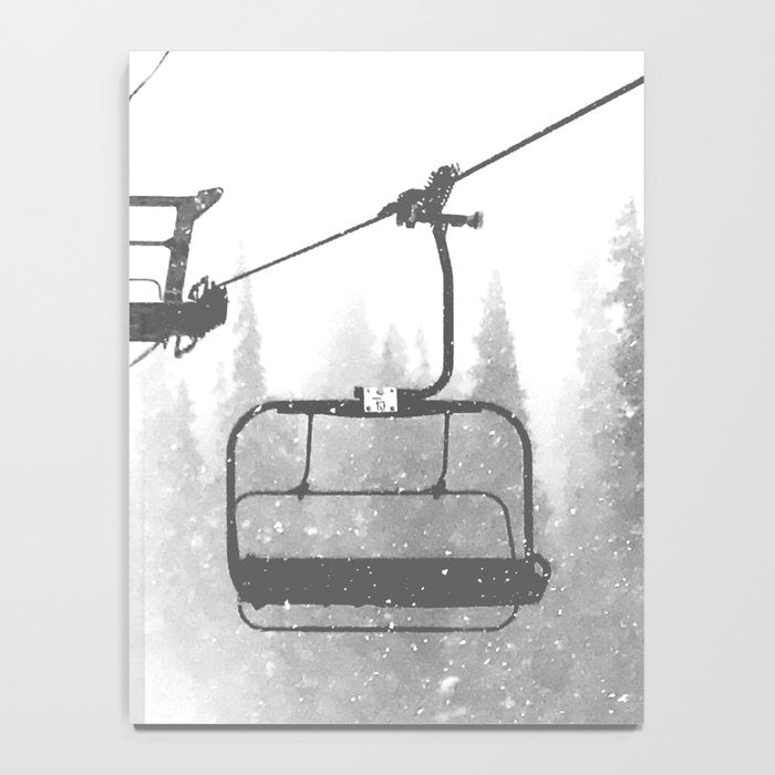 Chairlift Abyss // Black and White Chair Lift Ride to the Top Colorado Mountain Artwork Notebook Gallery Image 4