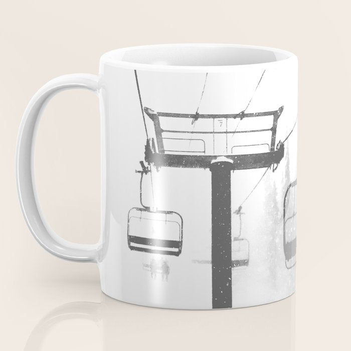 Chairlift Abyss // Black and White Chair Lift Ride to the Top Colorado Mountain Artwork Coffee Mug Gallery Image 3