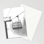 Chairlift Abyss // Black and White Chair Lift Ride to the Top Colorado Mountain Artwork Stationery Card Gallery Image 2