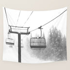 Chairlift Abyss // Black and White Chair Lift Ride to the Top Colorado Mountain Artwork Wall Tapestry Gallery Image 4