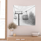 Chairlift Abyss // Black and White Chair Lift Ride to the Top Colorado Mountain Artwork Wall Tapestry Gallery Image 2