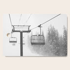 Chairlift Abyss // Black and White Chair Lift Ride to the Top Colorado Mountain Artwork Cutting Board Gallery Image 1