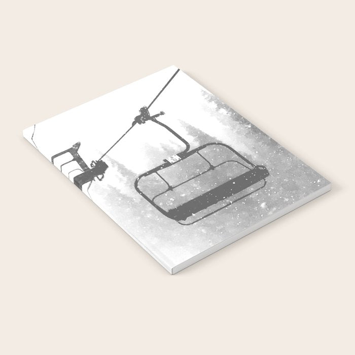 Chairlift Abyss // Black and White Chair Lift Ride to the Top Colorado Mountain Artwork Notebook Gallery Image 1