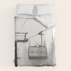 Chairlift Abyss // Black and White Chair Lift Ride to the Top Colorado Mountain Artwork Duvet Cover Gallery Image 6