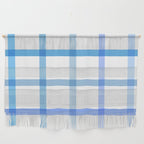 Retro Tonal Pastel Blue Coastal Check Pattern Wall Hanging Gallery Image 1