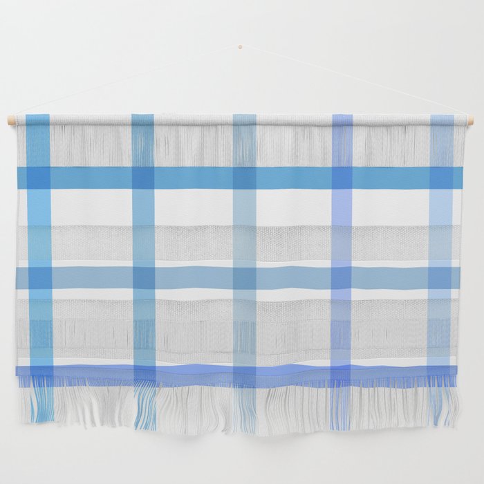 Retro Tonal Pastel Blue Coastal Check Pattern Wall Hanging Gallery Image 1