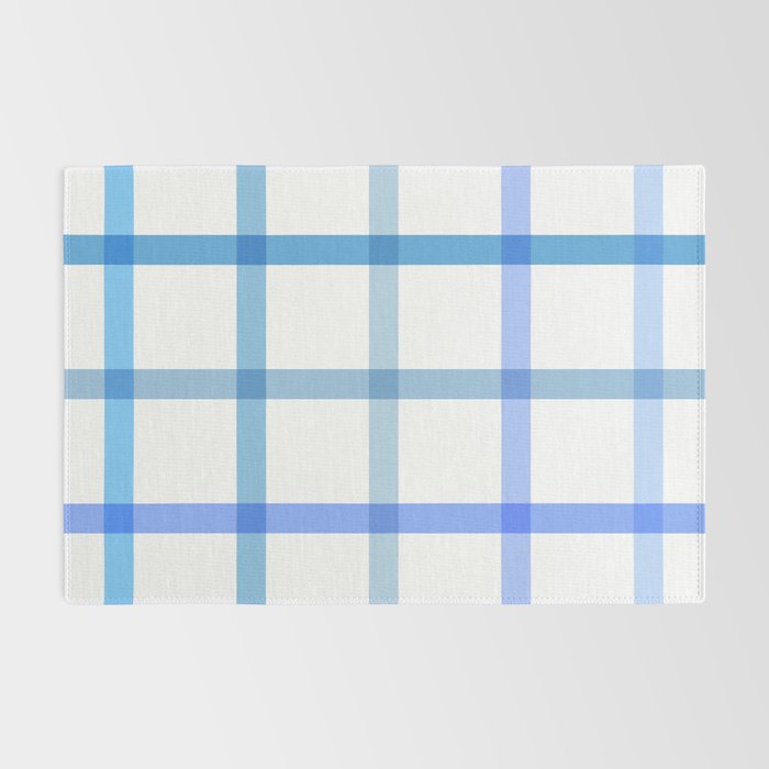 Retro Tonal Pastel Blue Coastal Check Pattern Rug Gallery Image 2